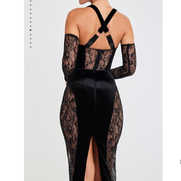 Mistress Rocks / House of CB Black velvet and lace dress - Picture 2 of 4
